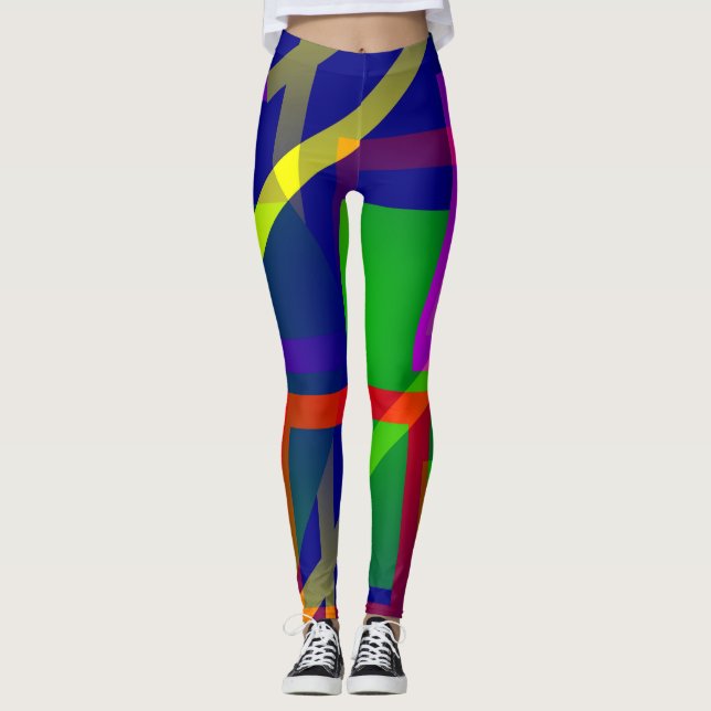 Art moderne Graphisme couleur bloc Leggings d'art (Devant)