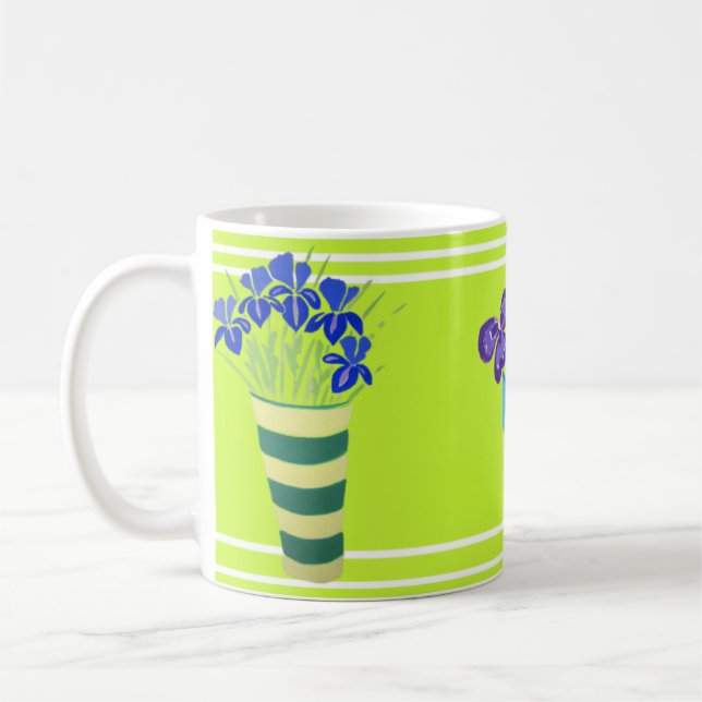 Art Mug: Gardeners' Lime Flower. Lots of Pots Coffee Mug (Left)