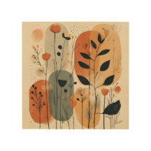 Art mural abstrait botanique boho moderne