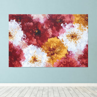 Art mural abstrait floral rouge jaune et bold