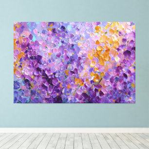 Art mural abstrait jardin floral rose violet