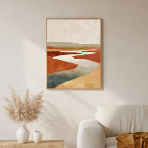 Art mural abstrait minimaliste de la rivière du dé