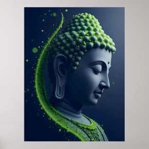 Art mural abstrait moderne Profil de Bouddha