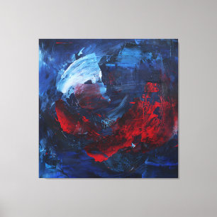 Art mural abstrait rouge bleu audacieux