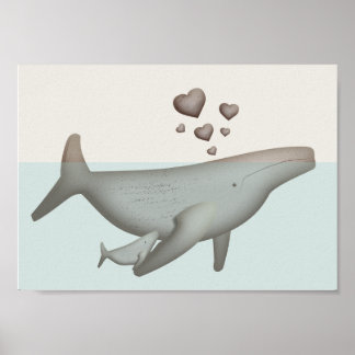 Art mural baleine et bébé nurserie