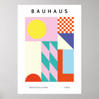 Art mural Bauhaus moderne rose jaune