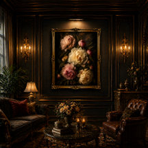 Art mural botanique vintage de pivoine