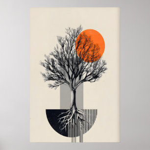 Art mural d'arbre abstrait - Géométrique minimalis