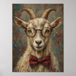 Art mural de chèvre — Portrait à l'huile élégant
