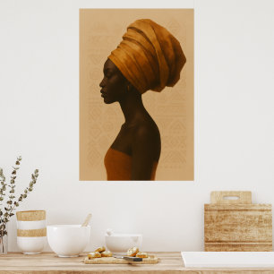 Art mural de style boho représentant une femme afr