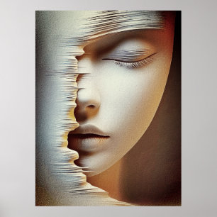 Art mural du visage féminin abstrait – Texturé mod