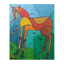 Art Mural En Acrylique Cheval et carottes Mur en acrylique