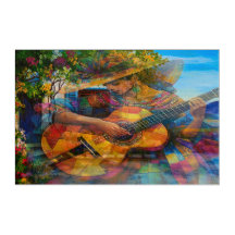 Dame des Caraïbes avec peinture de guitare