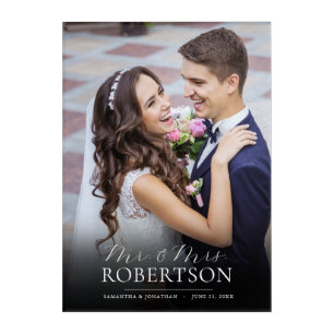 Art Mural En Acrylique Élégant script Mariage photo