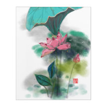 Ink Lotus Art Acrylique Moderne Abastré