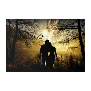 Art Mural En Acrylique Les amateurs romantiques Silhouette au coucher du 