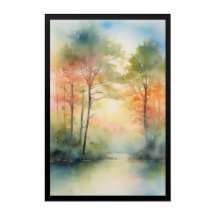 Lever de soleil doré sur le lac - Automne