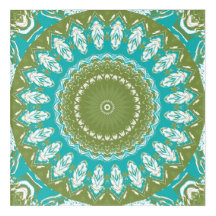 Mandala de plumes turquoise et vert