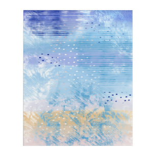 Art Mural En Acrylique Média mixte Abstrait bleu turquoise jaune