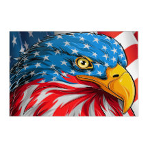 Nouveau PUISSANT Aigle patriotique acrylique impri