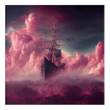 Nuages roses Navire pirate
