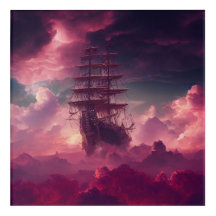 Nuages roses Navire Pirate Nautique