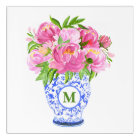 Pies roses Chinoiserie Vase Green Monogramme