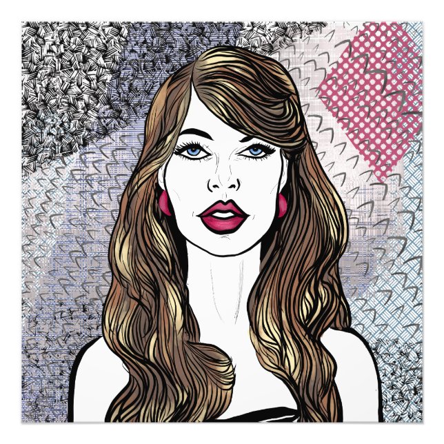 Art Mural En Acrylique Portrait d'une fille aux lo (Devant)