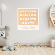 Retro Peach Alphabet Nom personnalisé Baby Nursery