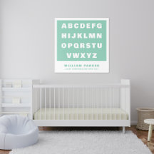 Retro Sea Green Turquoise Alphabet Nom Baby Nurser