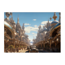 Steampunk rue rétro futuriste