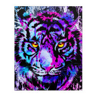 Tête de tigre bleue | Tiger | OEuvre murale acryli