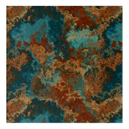 Art Mural En Acrylique Turquoise et rouille