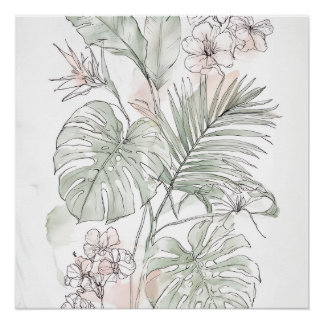 Art mural floral et feuillu apaisant – Cadeau pour