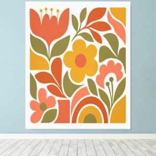 Art mural floral moderne du milieu du XXe siècle
