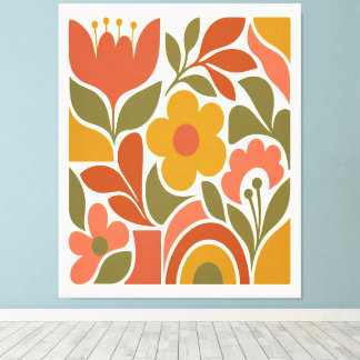 Art mural floral moderne du milieu du XXe siècle  