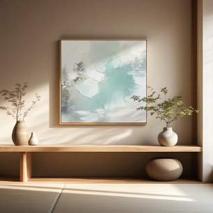 Art mural minimaliste abstrait vert beige neutre