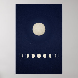 Art mural minimaliste des phases lunaires célestes