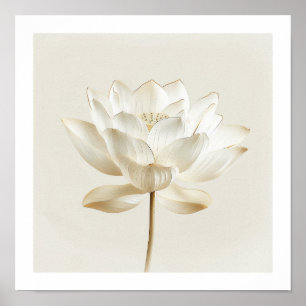 Art mural zen Lotus blanc – Impression beige minim
