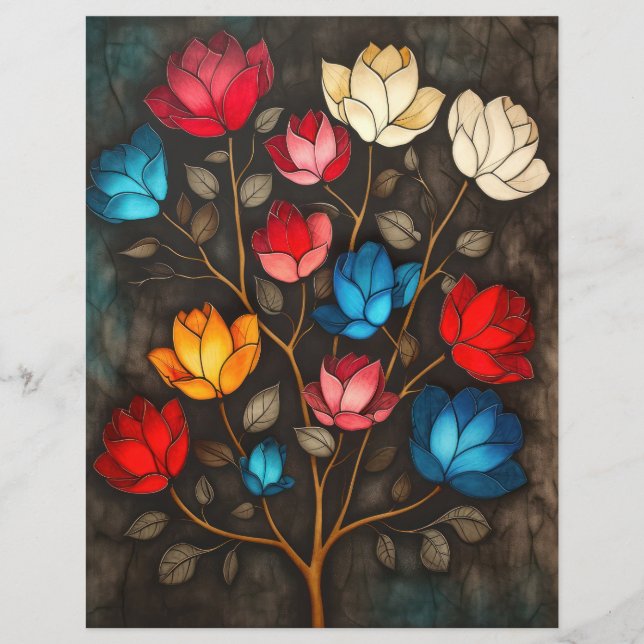 Art Neuveau Vintage Floral Scrapbook Background (Front)