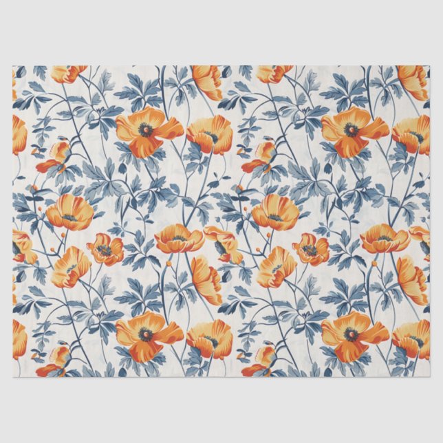 Art Nouvea California Poppies – 10lb, 17"x23 Tissue Paper (Front)