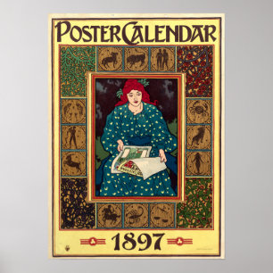 Art Nouveau 1897 Calendar by Louis John Rhead Poster