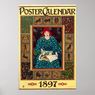 Art Nouveau 1897 Calendar by Louis John Rhead Poster