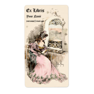 Art Nouveau 1905 Ex Libris Girl & Book Modèle