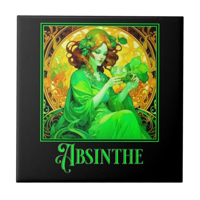 Art Nouveau Absinthe Tile (Front)