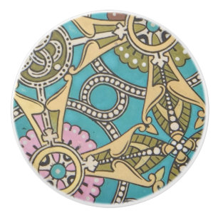 Art nouveau abstract Christopher dresser blue pink Ceramic Knob