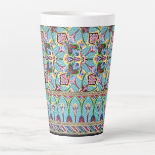 Art nouveau abstract pattern colourful textile art latte mug