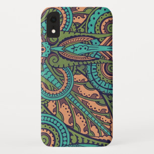 Art nouveau abstract peach teal christopher dresse iPhone XR case