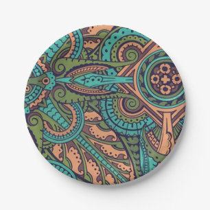 Art nouveau abstract teal christopher dresser paper plate