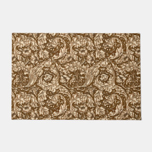 Art Nouveau Acanthus Leaves and Flowers, Brown  Doormat